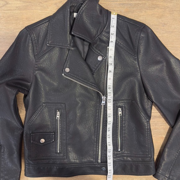 Topshop Faux Leather Black Moto Jacket Womens Size US 8-Zipped Sleeve-Super Cute - Picture 6 of 16